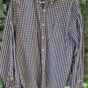 Nautica Burgundy and White Plaid Button-Down Shirt